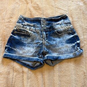 NOBO High Waist Denim Shorts - Blue